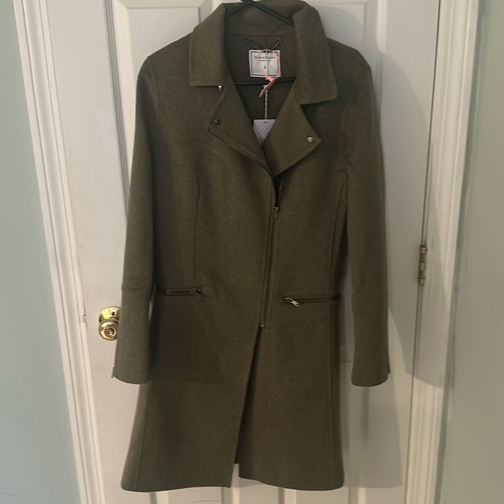 Belle & Bloom polyester/wool Moto Coat, Army